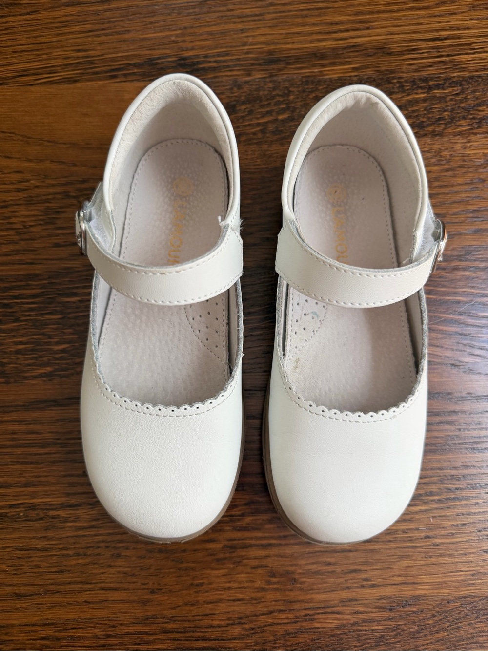 L’Amour Chloe White Leather Mary Jane Dress Shoes 12